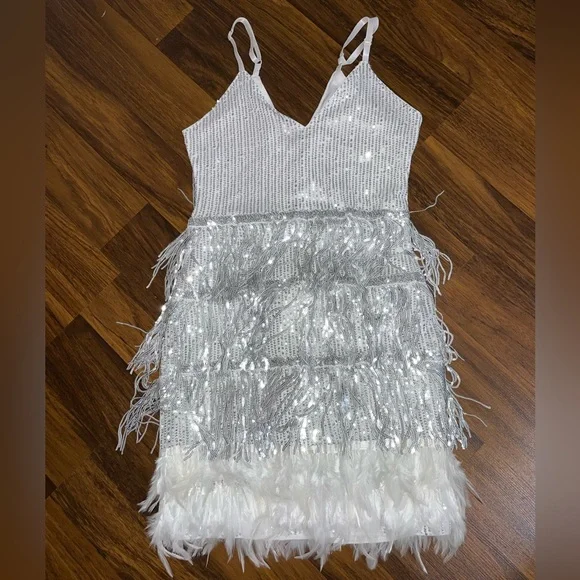 sachin and babi light blue dress Fashion Nova | Dresses | White Fringe Fashionnova Bachelorette Dress main image 0